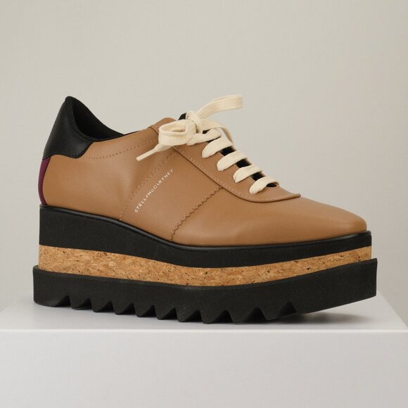 Stella McCartney Sneak-Elyse Platform Wedge Sneakers, Brandy, EU 37.5/US 7.5 - Picture 1 of 15